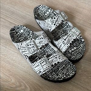 Black and White Patterned Sandals